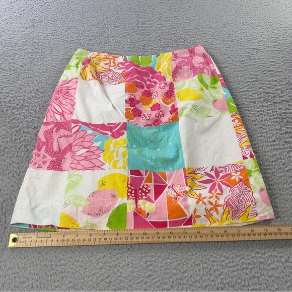 Lilly Pulitzer Skirt Womens 4 Multicolor Patchwork Print Lined Cotton Preppy - Picture 6 of 10